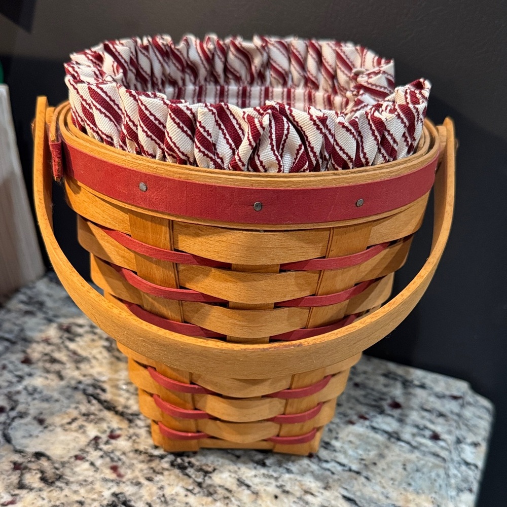 Longaberger Basket with Red and Brown Weave